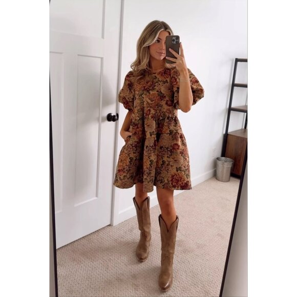 NEW Sofie The Label Darcy Tapestry Puff Sleeve Mini Dress NEW WITH TAGS - Picture 3 of 12